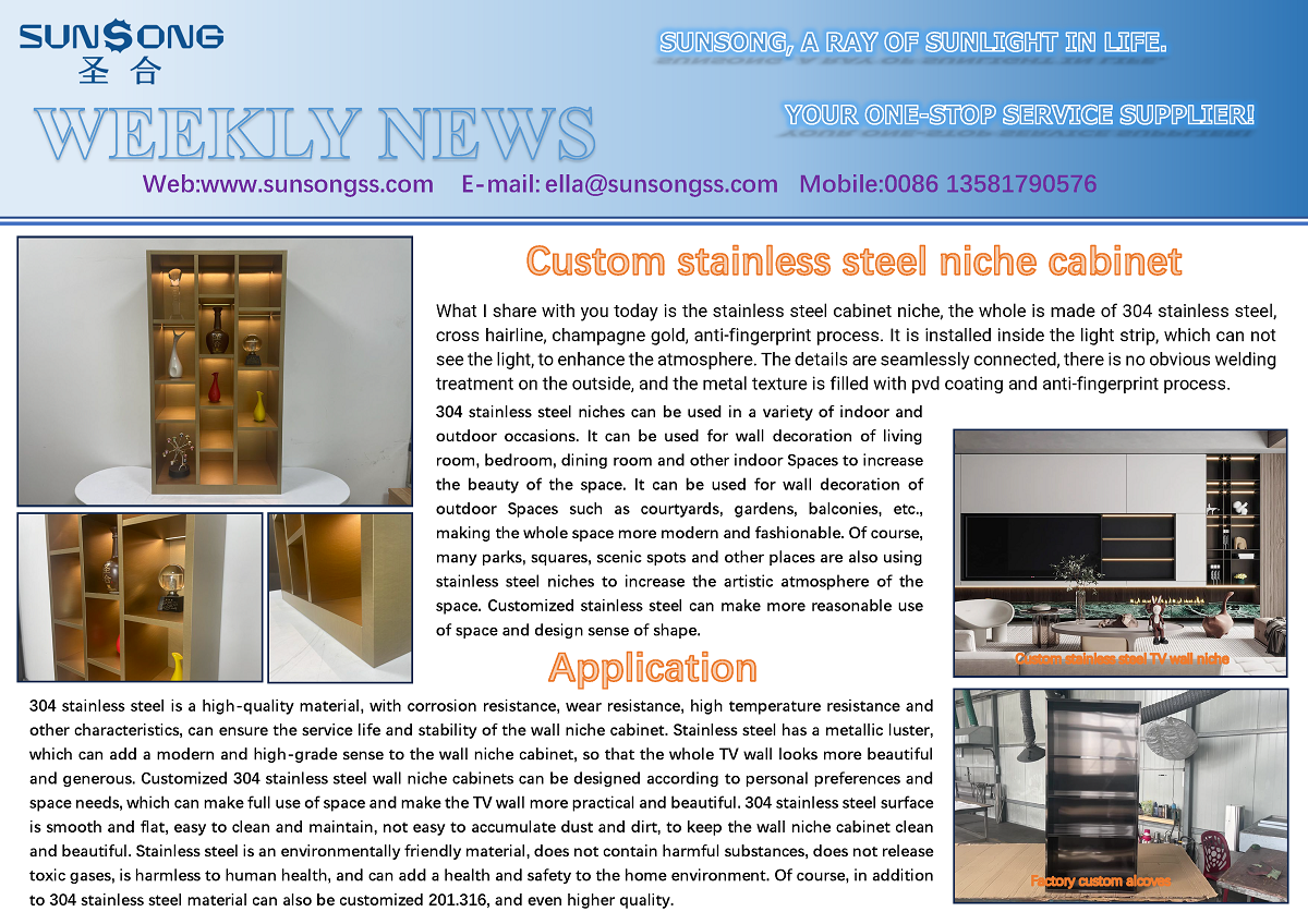 Custom stainless steel niche cabinet alcoves
