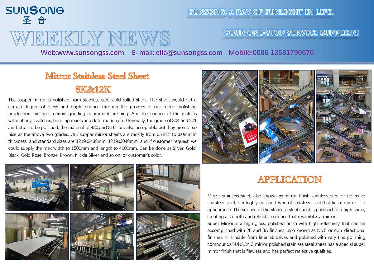 Mirror Stainless Steel Sheet 8K&12K APPLICATION