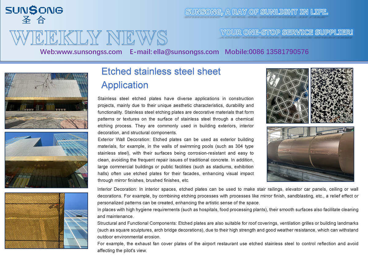 Etched stainless steel sheet Application Etched stainless steel sheet Application