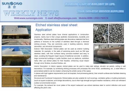 Etched stainless steel sheet Application