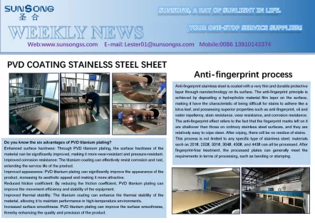 PVD COATING STAINELSS STEEL SHEET and Anti-fingerprint process