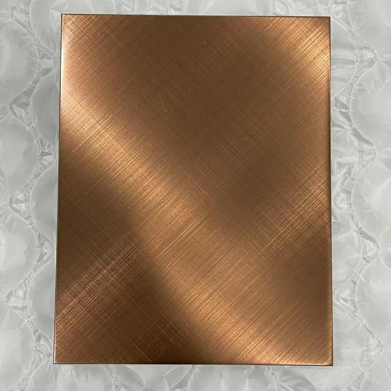 Cross Hairline PVD Coated Brown Stainless Steel Sheet