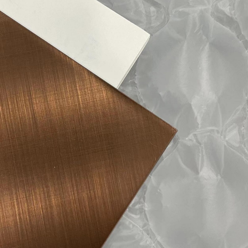 Cross Hairline PVD Coated Brown Stainless Steel Sheet