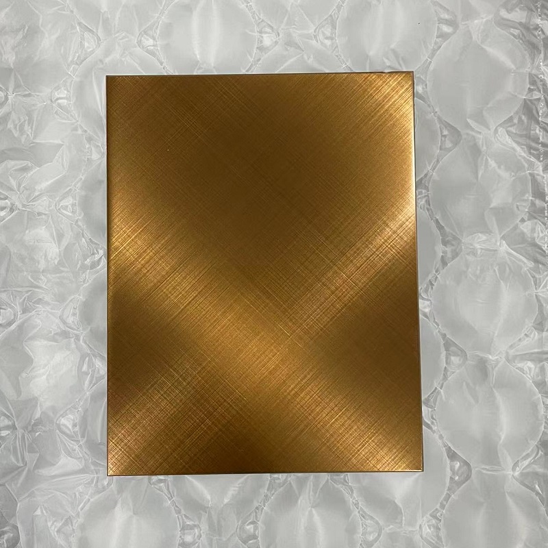 Cross Hairline Gold Rose Stainless Steel Sheet