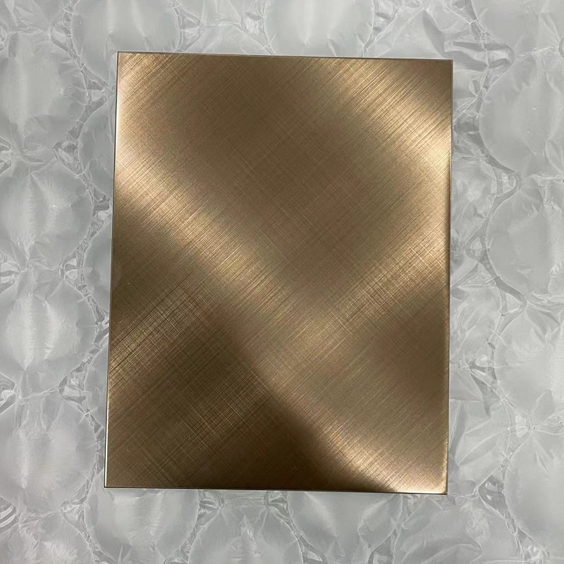 Cross Hairline PVD Coated Bronze Stainless Steel Sheet