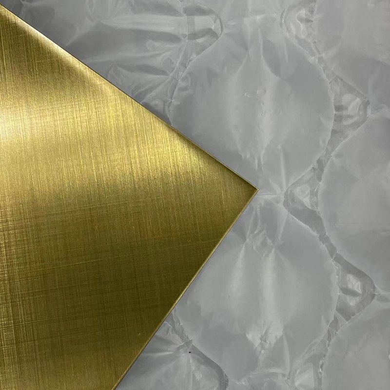 Gold Stainless Steel cross Hairline sheet